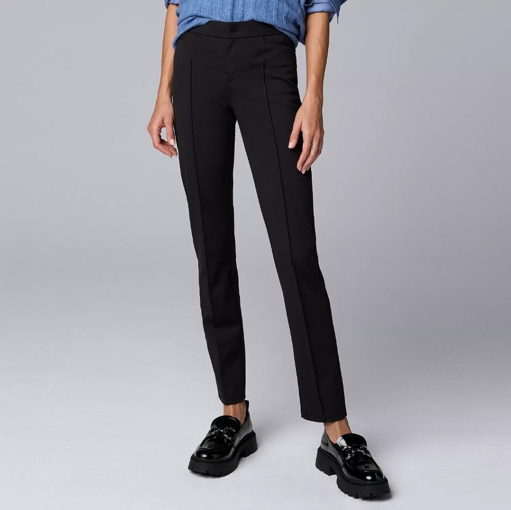 Black Slim Ponte Ankle Pants Size S